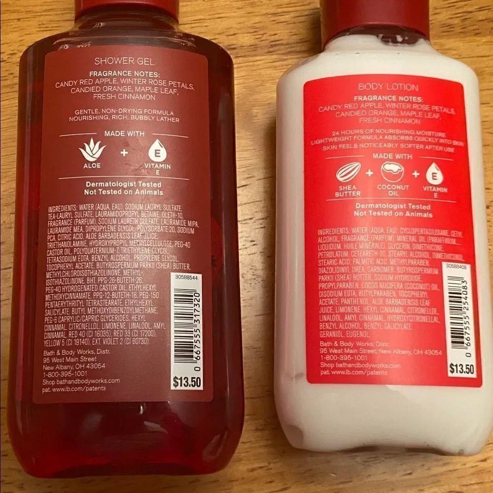 Christmas Winter Candy Apple Set Bath & Body Works Shower Gel & Body Lot…